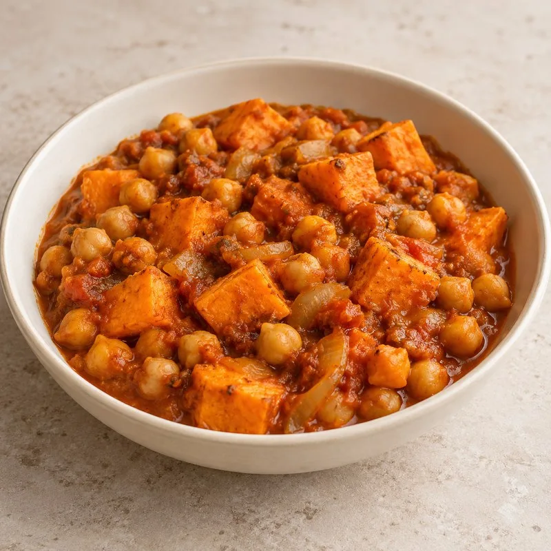 Ilustración de Curry de boniato y garbanzos