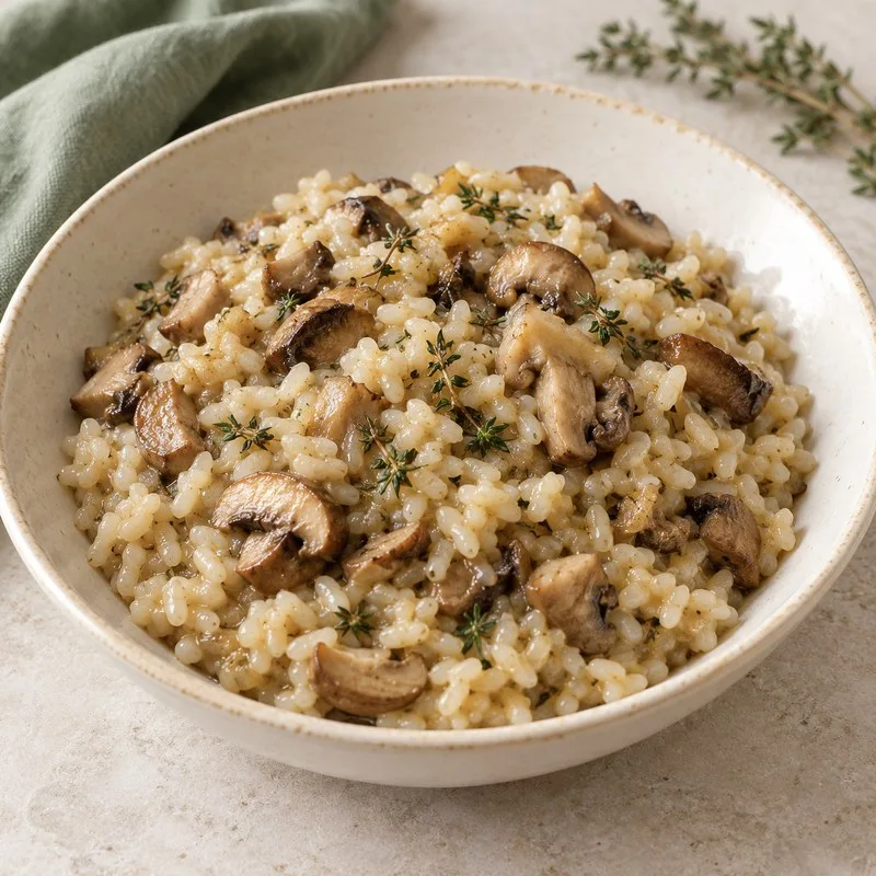 Ilustración de Arroz con setas y tomillo