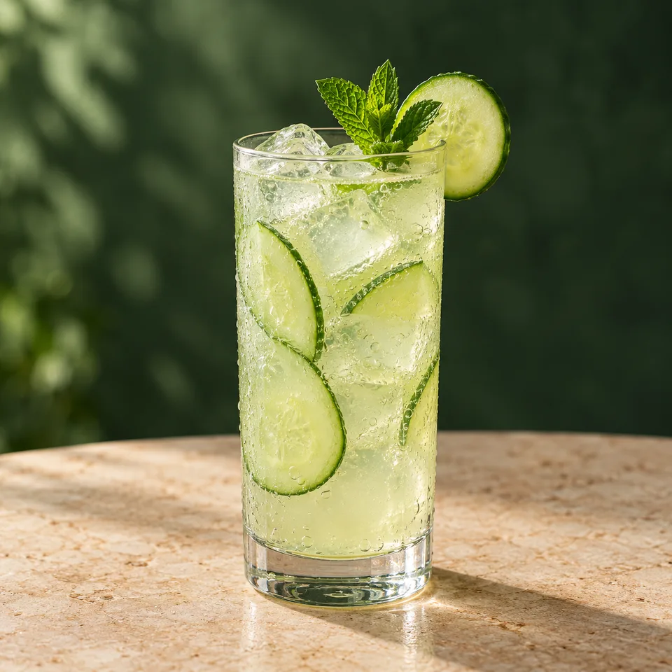 Ilustración de Pepino y lima sin alcohol