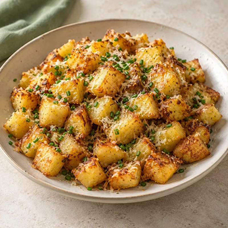 Ilustración de Patatas al parmesano y cebollino