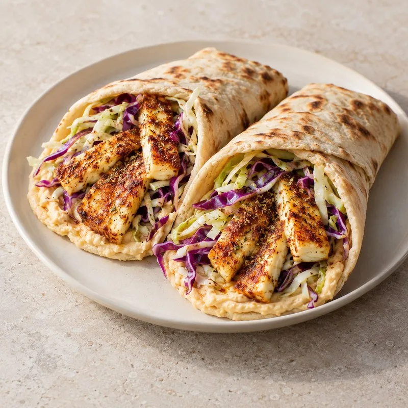 Ilustración de Wraps de halloumi estilo shawarma