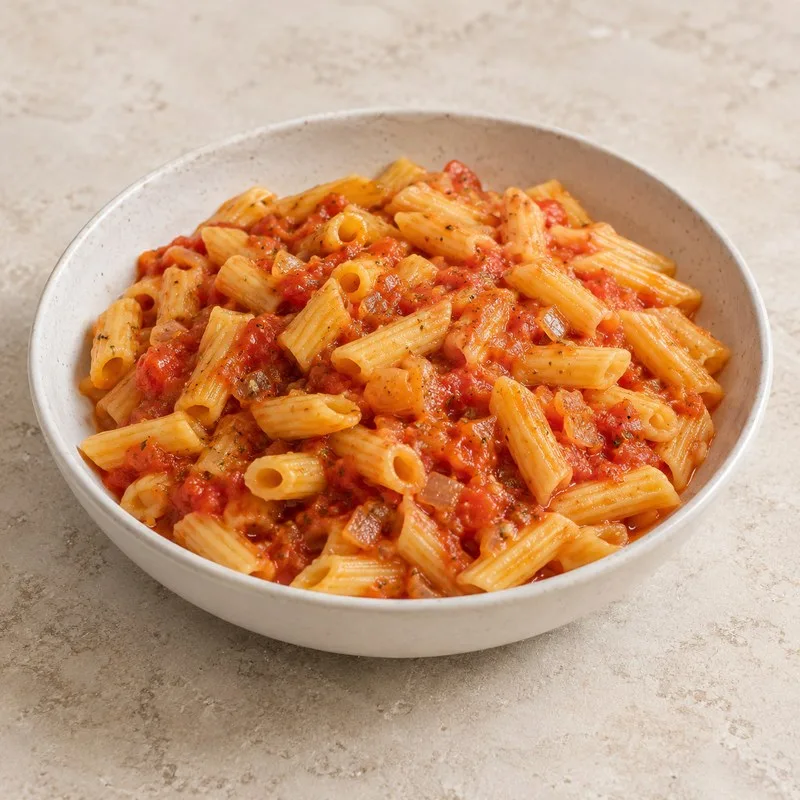 Ilustración de Pasta corta con tomate