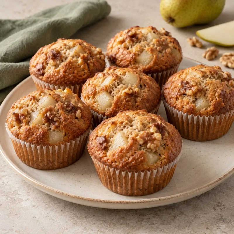 Ilustración de Muffins de pera y nuez