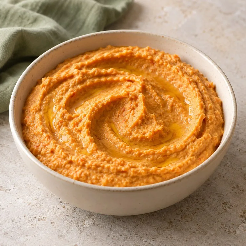 Ilustración de Hummus de pimiento asado