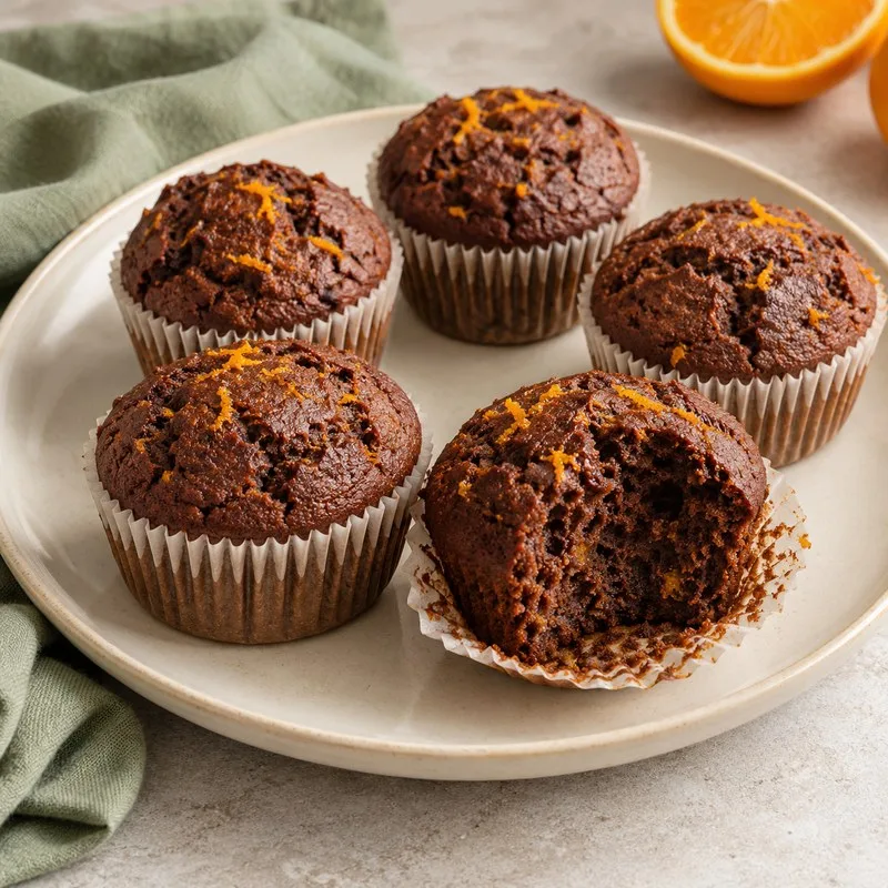 Ilustración de Muffins de cacao y naranja