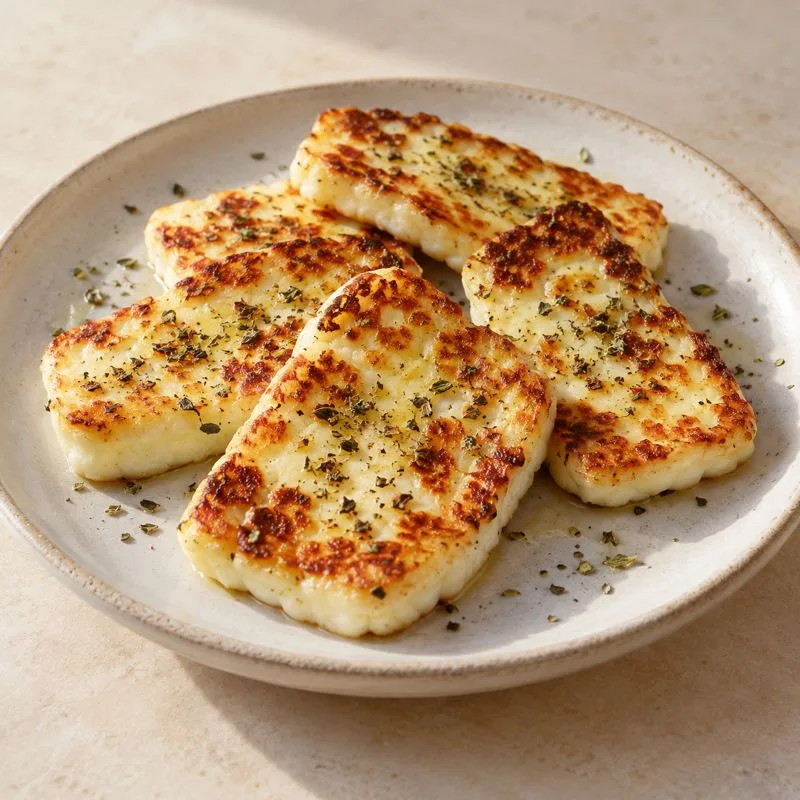 Ilustración de Halloumi dorado