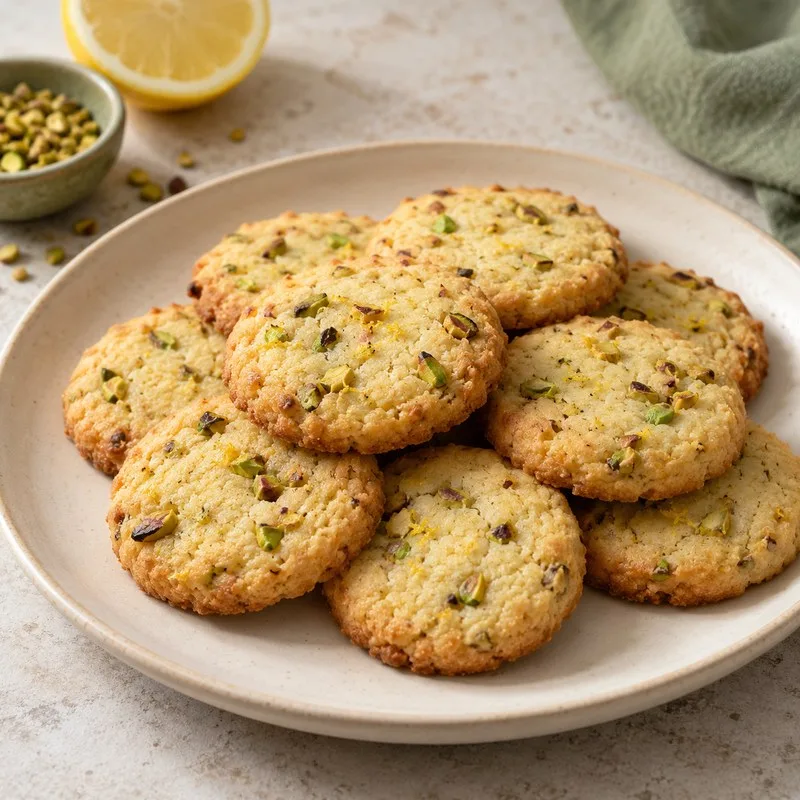 Ilustración de Galletas de pistacho y limón
