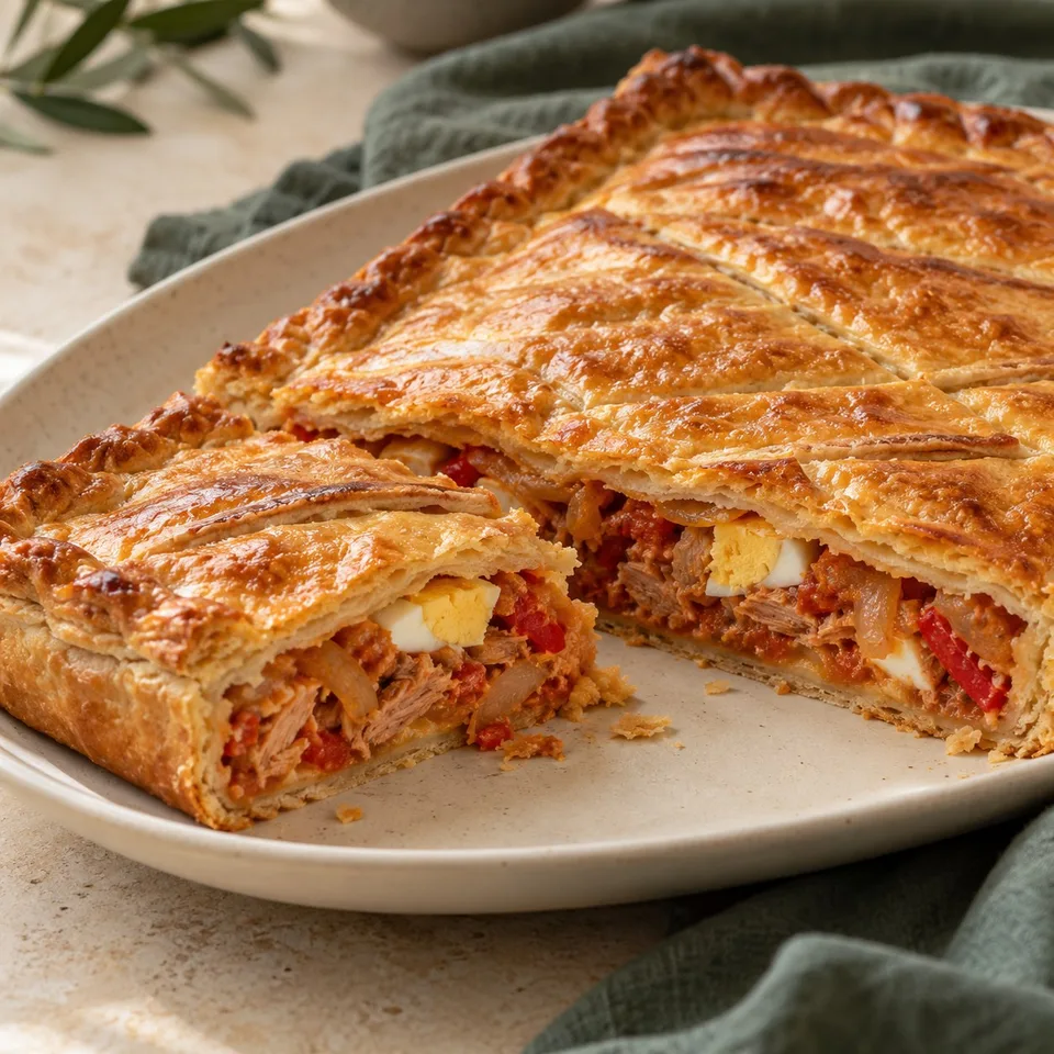 Ilustración de Empanada de atún con tomate