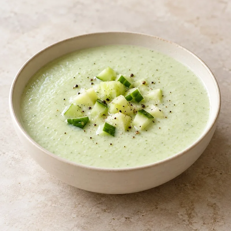 Ilustración de Gazpacho de pepino, yogur y manzana