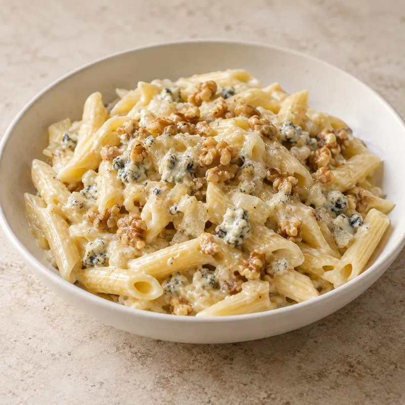 Ilustración de Pasta con roquefort y nueces