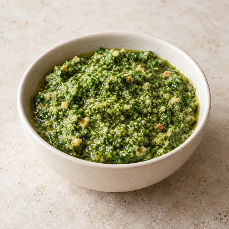 Ilustración de Pesto de albahaca y nueces