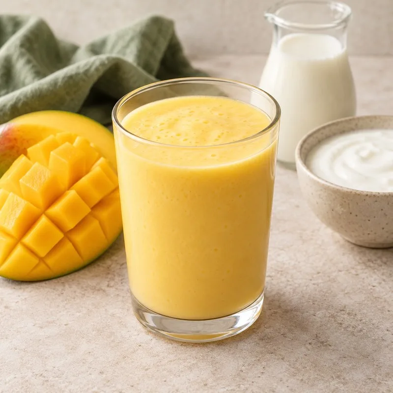 Ilustración de Batido de mango y yogur