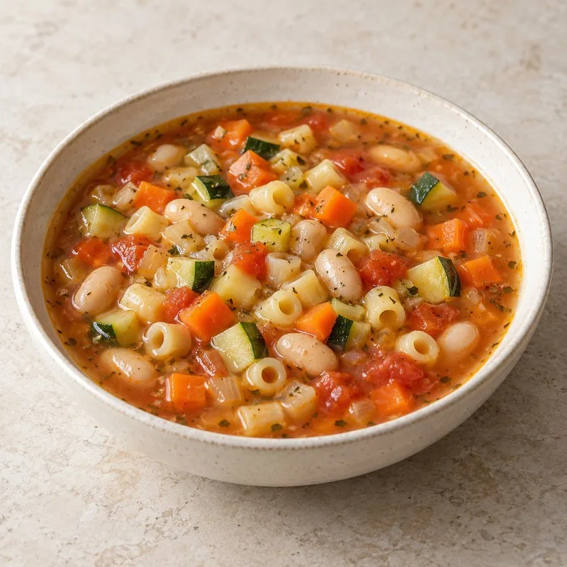 Ilustración de Sopa minestrone con alubias