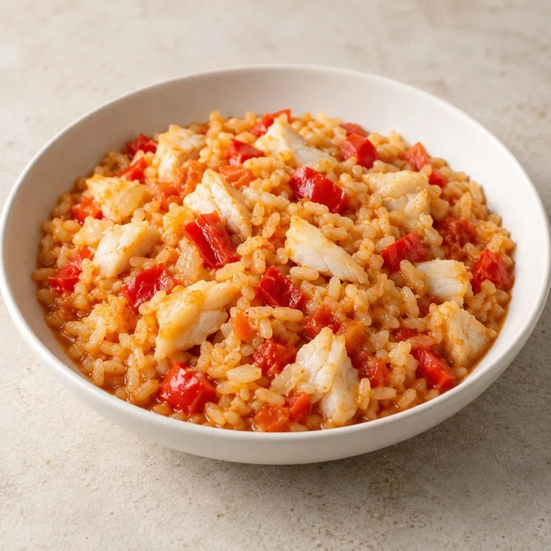 Ilustración de Arroz con bacalao ya cocinado