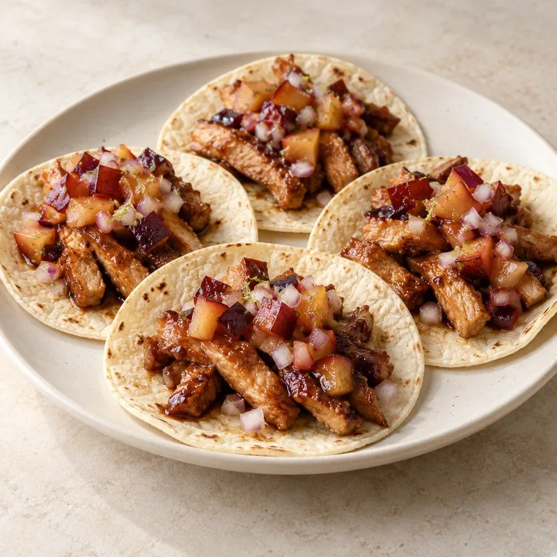 Ilustración de Tacos de cerdo con ciruela